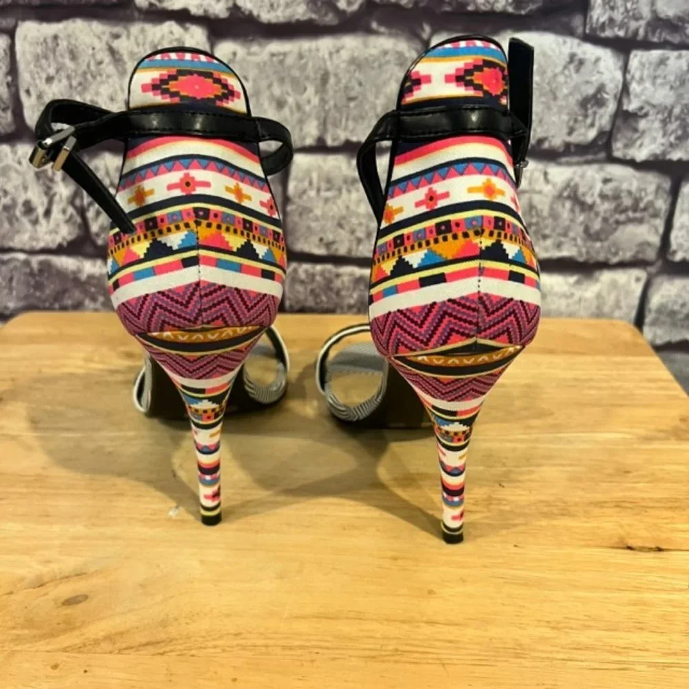 Chinese Laundry Multicolored Open Toe High Heels Size 8.5